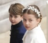 Charlotte et Louis de Galles ont été comparés à Luke et Leia Skywalker par des internautes.
La princesse Charlotte de Galles et Le prince Louis de Galles - Les invités arrivent à la cérémonie de couronnement du roi d'Angleterre à l'abbaye de Westminster de Londres, Royaume Uni. 