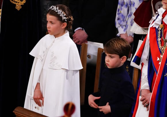 La princesse Charlotte de Galles et Le prince Louis de Galles - Les invités à la cérémonie de couronnement du roi d'Angleterre à l'abbaye de Westminster de Londres, Royaume Uni, le 6 mai 2023. 