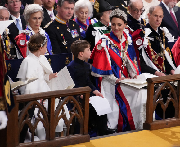 Catherine (Kate) Middleton, princesse de Galles, La princesse Charlotte de Galles, Le prince Louis de Galles, Le prince Edward, duc d'Edimbourg - Les invités à la cérémonie de couronnement du roi d'Angleterre à l'abbaye de Westminster de Londres, Royaume Uni, le 6 mai 2023. 