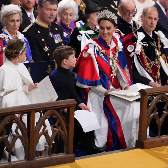 Catherine (Kate) Middleton, princesse de Galles, La princesse Charlotte de Galles, Le prince Louis de Galles, Le prince Edward, duc d'Edimbourg - Les invités à la cérémonie de couronnement du roi d'Angleterre à l'abbaye de Westminster de Londres, Royaume Uni, le 6 mai 2023. 