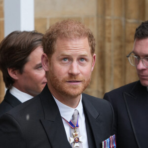 Le prince Harry, duc de Sussex - Les invités arrivent à la cérémonie de couronnement du roi d'Angleterre à l'abbaye de Westminster de Londres, Royaume Uni, le 6 mai 2023. 