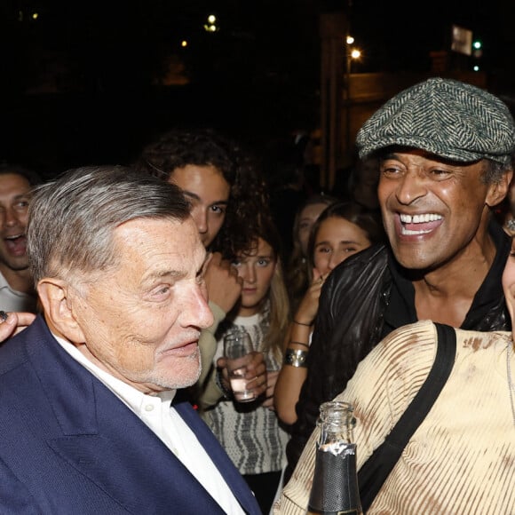 Exclusif - Jean-Claude Camus (boit à la bouteille), Yannick Noah et sa fille Jenaye lors de la soirée d'anniversaire de Joalukas Noah, fils de Yannick Noah et Isabelle Camus, pour ses 18 ans à Paris le 10 juin 2022. © Cyril Moreau / Bestimage