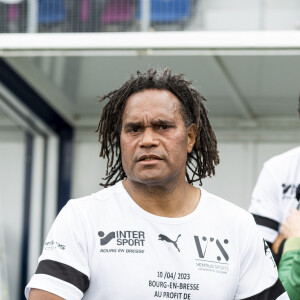 Christian Karembeu lors du match de football caritatif pour l'UNICEF opposant la Team Unicef face à la Team Bourg-en-Bresse au stade Jean Laville à Bourg-en-Bresse, France, le 10 avril 2023. L'UNICEF a récolté 10 000€ devant plus de 4000 spectateurs.© Pierre Perusseau/Bestimage