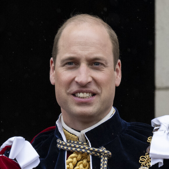Le prince William, prince de Galles - La famille royale britannique salue la foule sur le balcon du palais de Buckingham lors de la cérémonie de couronnement du roi d'Angleterre à Londres le 5 mai 2023. 