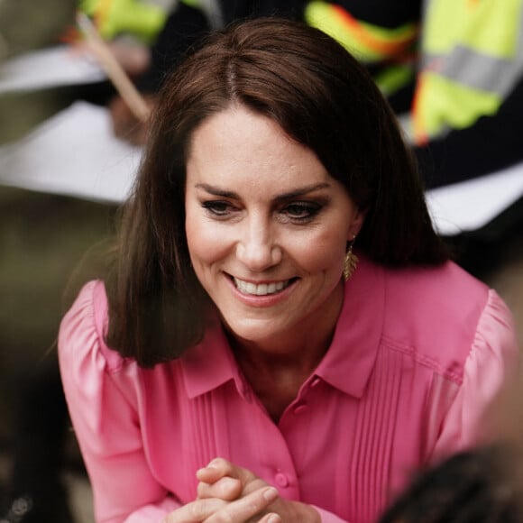 Catherine (Kate) Middleton, princesse de Galles, participe au pique-nique des enfants à l'exposition horticole "Chelsea Flower Show" à l'hôpital royal de Chelsea à Londres, le 22 mai 2023. 