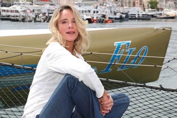 Géraldine Danon (réalisatrice du film) - Photocall sur le trimaran Flo au port de Cannes. LLe 18 mai 2023. © Laurent Campus / Bestimage