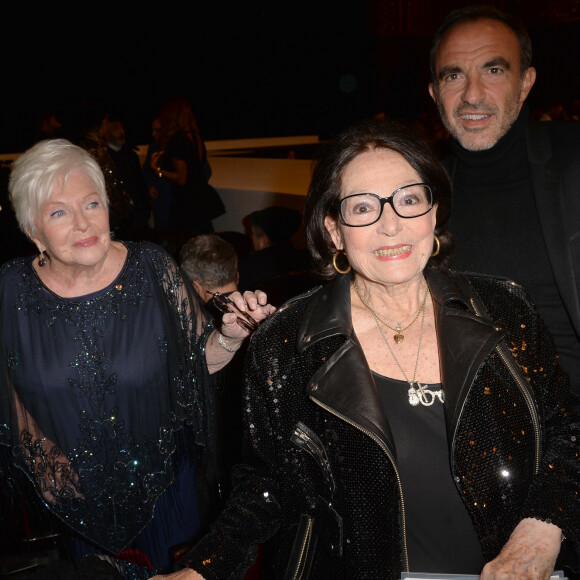 Semi-exclusif - Line Renaud, Nana Mouskouri, Nikos Aliagas - Front row du défilé de mode Haute-Couture printemps-été 2020 "Jean-Paul Gaultier" au théâtre du Châtelet à Paris le 22 janvier 2020. © Christophe Clovis - Veeren Ramsamy / Bestimage