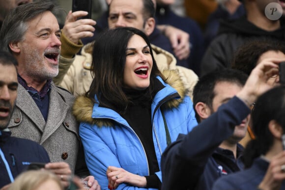 Helena Noguerra dans les tribunes lors du match du tournoi des VI Nations "France - Pays de Galles (41-28)" au Stade de France à Saint-Denis, le 18 mars 2023.