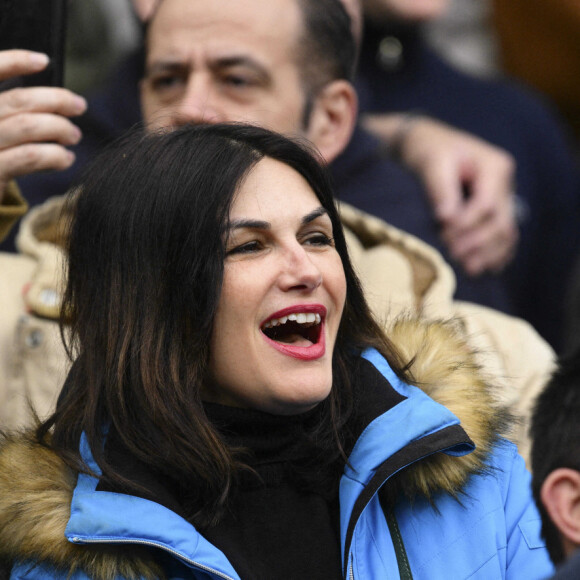 Helena Noguerra dans les tribunes lors du match du tournoi des VI Nations "France - Pays de Galles (41-28)" au Stade de France à Saint-Denis, le 18 mars 2023.