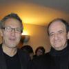 Laurent Ruquier et Pierre Lescure pour le spectacle Enfin sur scène ? de Gaspard Proust, au Studio des Champs-Elysées, le 18 février 2010 !