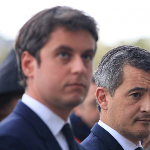 Gérald Darmanin et Gabriel Attal - Commémoration du génocide arménien de 1915 à Paris. Le 24 avril 2023 © Jonathan Rebboah / Panoramic / Bestimage