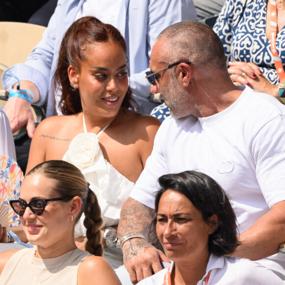 Amel Bent, Patrick Antonelli dans les tribunes de Roland-Garros. Photo by Laurent Zabulon/ABACAPRESS.COM