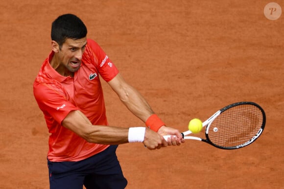 Novak Djokovic (Srb) - Finale homme des Internationaux de France de tennis de Roland Garros 2023 entre Novak Djokovic et Casper Ruud à Paris le 11 juin 2023. 