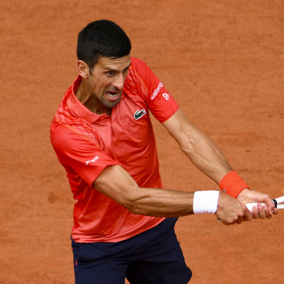 Novak Djokovic (Srb) - Finale homme des Internationaux de France de tennis de Roland Garros 2023 entre Novak Djokovic et Casper Ruud à Paris le 11 juin 2023. 