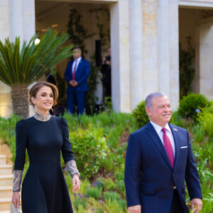 La reine Rania et le roi Abdallah II de Jordanie - Les familles royales au mariage du prince Hussein de Jordanie et de Rajwa al Saif, au palais Zahran à Amman (Jordanie), le 1er juin 2023. 