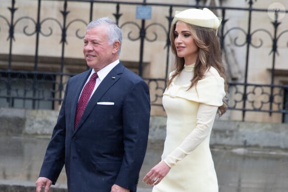 Le roi Abdallah II de Jordanie et la reine Rania de Jordanie - Les invités arrivent à la cérémonie de couronnement du roi d'Angleterre à l'abbaye de Westminster de Londres, Royaume Uni, le 6 mai 2023. 