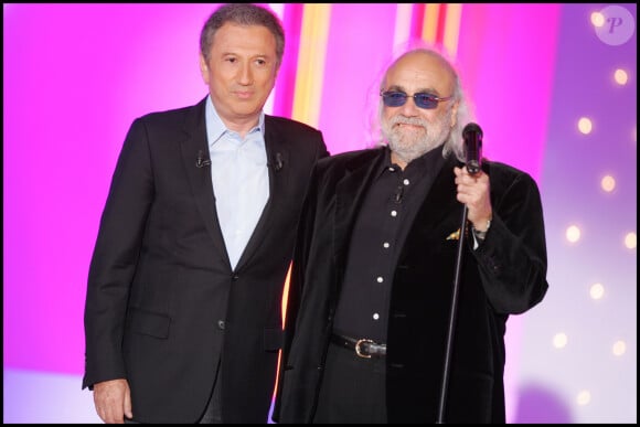 Michel Drucker et Demis Roussos - Enregistrement de l'émission "Vivement dimanche".