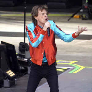 Les Rolling Stones (Mick Jagger, Keith Richards, Ron Wood, Steve Jordan) en concert à Berlin, le 3 août 2022. Il s'agit du dernier concert de leur tournée mondiale "Sixty tour".
