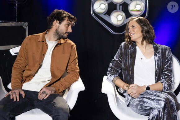 Jérémy Frérot et sa femme Laure Manaudou à l'enregistrement de l'émission "La Chanson secrète 11" à Paris, le 15 janvier 2022.
© Cyril Moreau / Bestimage