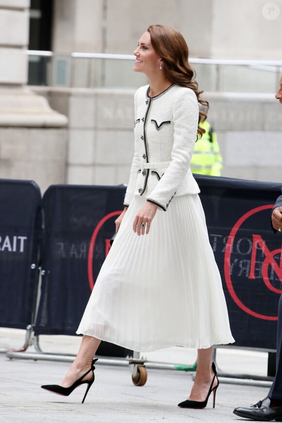 Catherine (Kate) Middleton, princesse de Galles, arrive à la réouverture de la National Portrait Gallery à Londres, Royaume-Uni, le 20 juin 2023. 