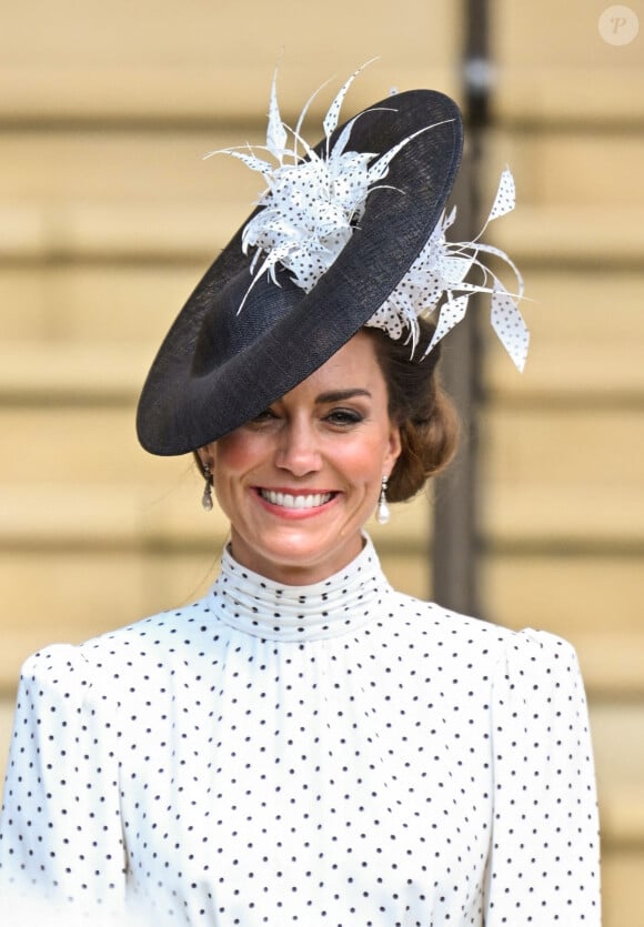 Catherine (Kate) Middleton, princesse de Galles, lors du service annuel de l'ordre de la jarretière à la chapelle St George du château de Windsor, le 19 juin 2023. 