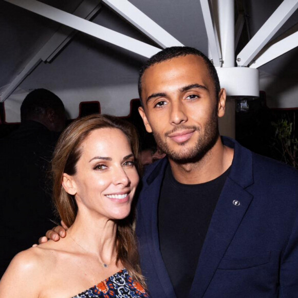 Exclusif - Mélissa Theuriau et le pâtissier Yazid Ichemrahen - Les célébrités fêtent le 48ème anniversaire de J.Debbouze dans le restaurant "Dar Mima", créé par Laurent de Gourcuff et J.Debbouze, en hommage à la mère de ce dernier, Fatima. Sur le toit de l'Institut du monde arabe à Paris, l'acteur a partagé son gâteau d'anniversaire avec sa femme, M.Theuriau, et ses amis, dont l'équipe du "Jamel Comedy Club", le 18 juin 2023.