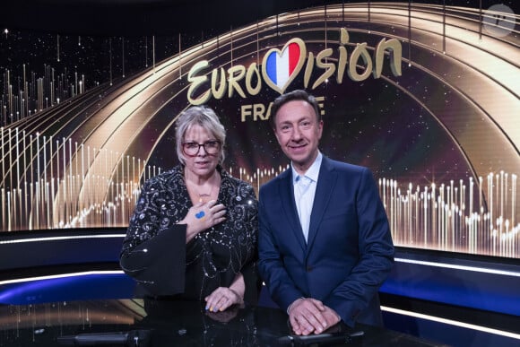 Laurence Boccolini et Stéphane Bern - Enregistrement de l'émission "Eurovision, c'est vous qui décidez", diffusée le 5 mars sur France 2 © Cyril Moreau / Bestimage