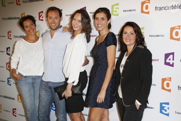 Carole Tolila , Vincent Bekaert , Julia Vignali , Nathalie Le Breton , Elsa Grangier lors de la conférence de presse de rentrée de France Télévisions au Palais de Tokyo à Paris, le 26 août 2014.