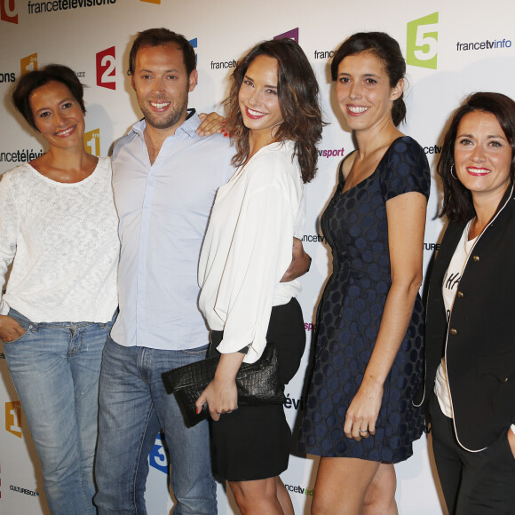 Carole Tolila , Vincent Bekaert , Julia Vignali , Nathalie Le Breton , Elsa Grangier lors de la conférence de presse de rentrée de France Télévisions au Palais de Tokyo à Paris, le 26 août 2014.