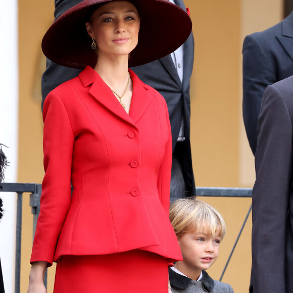 Beatrice Borromeo et son fils Francesco - La famille princière de Monaco dans la cour du palais lors de la Fête Nationale de la principauté de Monaco le 19 novembre 2022. © Dominique Jacovides / Bruno Bebert / Bestimage 