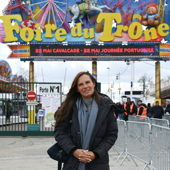Nathalie Marquay-Pernaut (Miss France 1987) lors de l'inauguration de l'Allée Jean-Pierre Pernaut à la Foire du Trône (fête foraine parisienne) sur la pelouse de Reuilly dans le bois de Vincennes du 12ème arrondissement de Paris, France, le 1er avril 2023. © Coadic Guirec/Bestimage