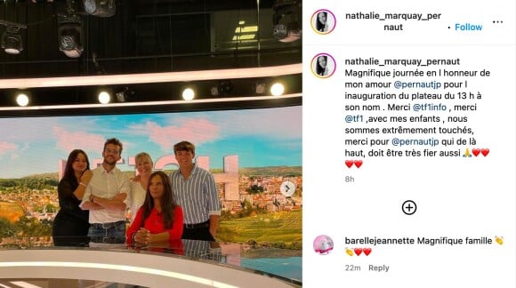 Désormais, le plateau des JT de la première chaîne porte le nom de l'emblématique journaliste. Un bel hommage qui a ému au plus haut point ses proches. Nathalie Marquay a bien évidemment immortalisé ce moment unique sur Instagram...