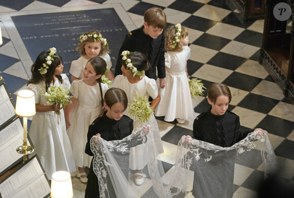 La princesse Charlotte de Cambridge - Cérémonie de mariage du prince Harry et de Meghan Markle en la chapelle Saint-George au château de Windsor, Royaume Uni, le 19 mai 2018. 