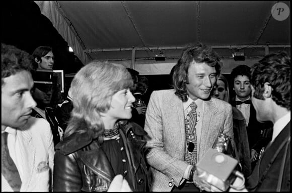 Jean-Marie Périer, Nathalie Delon et Johnny Hallyday au Festival de Cannes en 1971