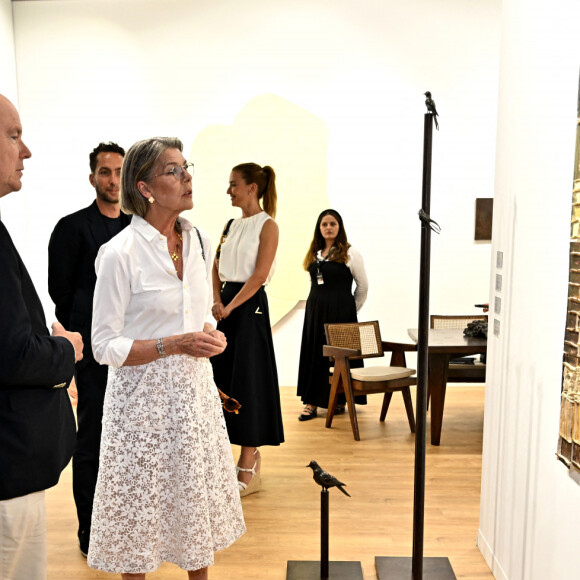 Exclusif - Le prince Albert II de Monaco et sa soeur la princesse Caroline de Hanovre ont visité la 7ème édition d'artmonte-carlo au Grimaldi Forum à Monaco, le 7 jullet 2023.