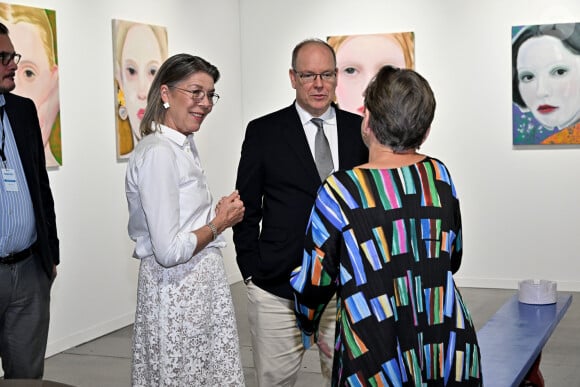 Exclusif -  Le prince Albert II de Monaco et sa soeur la princesse Caroline de Hanovre ont visité la 7ème édition d'artmonte-carlo au Grimaldi Forum à Monaco, le 7 jullet 2023.