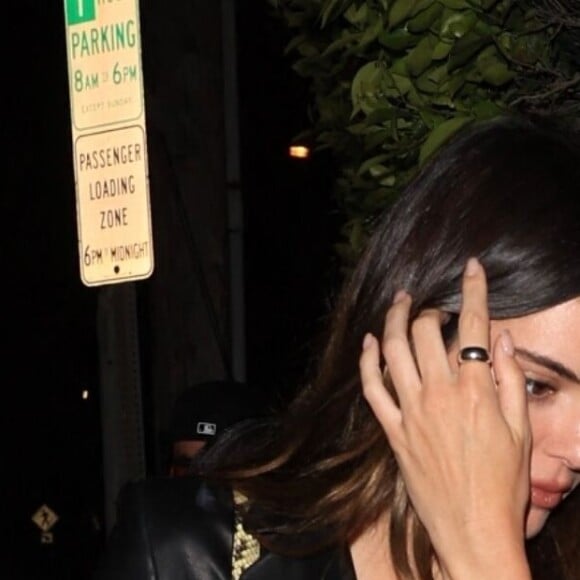 Kendall Jenner et son compagnon Bad Bunny quittent le "Shore bar" et se rendent à l'anniversaire de Yung Taco au restaurant "Giorgio Baldi" à Santa Monica le 14 mai 2023.