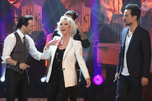 Nuno Resende, Julio Iglesias Jr,Damien Sargue et Evelyne Leclercq - Enregistrement de l'émission "Les années bonheur", diffusée le 17 mai 2014
