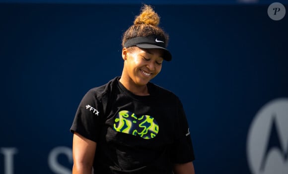 La championne japonaise de tennis Naomi Osaka s'entraîne avec son père Léonard François en marge de l'Open de Toronto (Canada, 6-14 août 2022). Le 7 août 2022. 