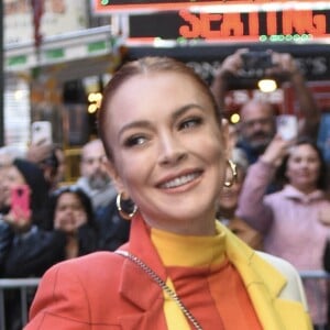 Lindsay Lohan à la sortie du show "Good Morning America" à New York City, New York, Etats-Unis, le 8 novembre 2022. 