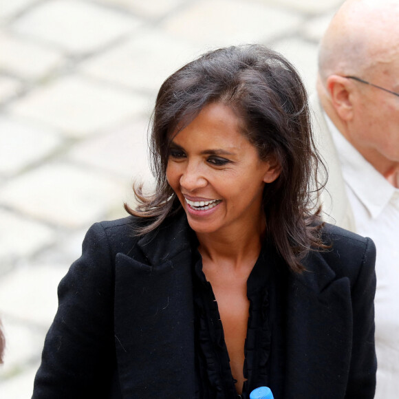 Karine Le Marchand lors de la cérémonie d'hommage national à Jean-Paul Belmondo à l'Hôtel des Invalides à Paris, France, le 9 septembre 2021. © Dominique Jacovides/Bestimage 