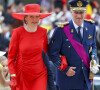 Et la reine et ses filles s'étaient mises sur leur 31 niveau look ! 
Roi Philippe et Reine Mathilde de Belgique - Célébrations de la Fête nationale de Belgique, 21 juillet 2023 à Bruxelles