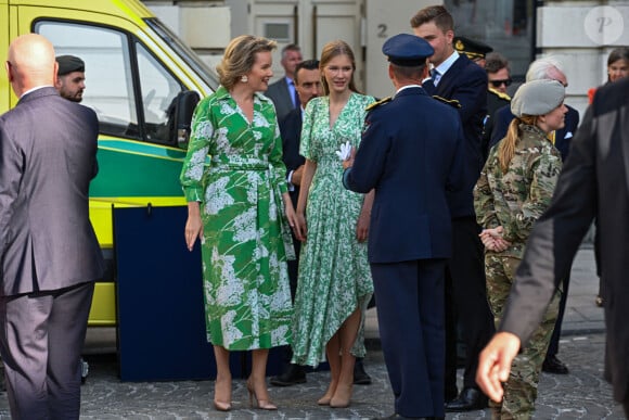 Roi Philippe et ses enfants Elisabeth, Gabriel, Emmanuel et Eleonore rencontrent les forces armées - Célébrations de la Fête nationale de Belgique, 21 juillet 2023 à Bruxelles