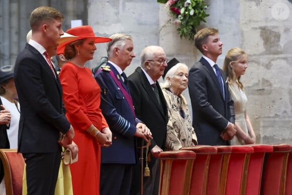 Le roi Philippe, la reine Mathilde et leurs enfants Elisabeth, Gabriel, Emmanuel et Eleonore - Célébrations de la Fête nationale de Belgique, 21 juillet 2023 à Bruxelles
