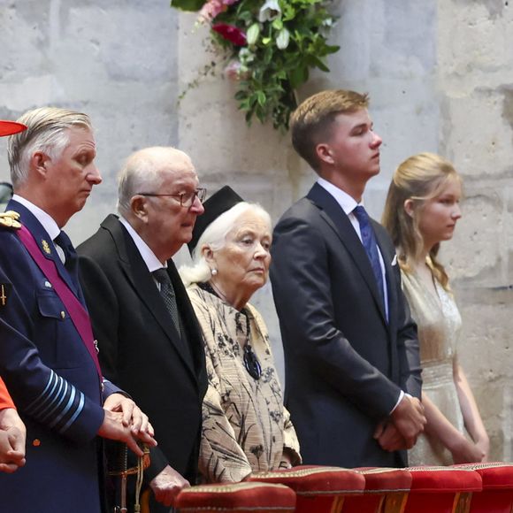 Le roi Philippe, la reine Mathilde et leurs enfants Elisabeth, Gabriel, Emmanuel et Eleonore - Célébrations de la Fête nationale de Belgique, 21 juillet 2023 à Bruxelles