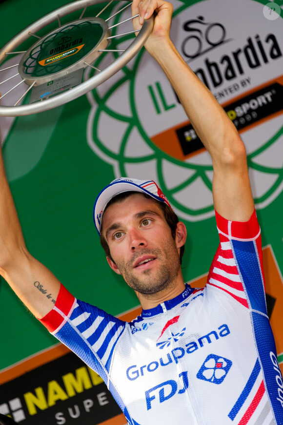 Ils habitent ensemble dans les Vosges.
Thibaut Pinot - Le cycliste français Thibaut Pinot (Groupama-FDJ) remporte le 112ème Tour de Lombardie, la dernière grande classique de la saison, à Côme, Italie, le 13 octobre 2018. 