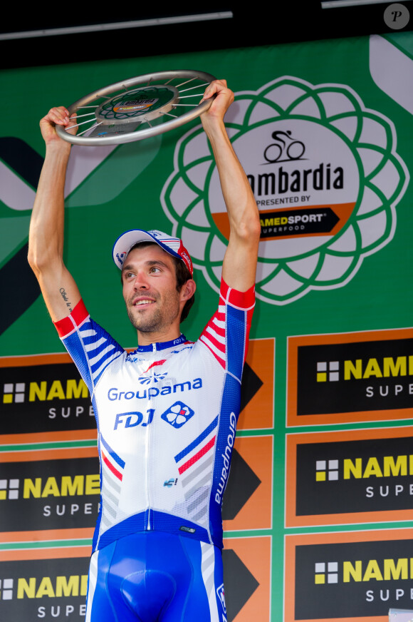 Thibaut Pinot - Le cycliste français Thibaut Pinot (Groupama-FDJ) remporte le 112ème Tour de Lombardie, la dernière grande classique de la saison, à Côme, Italie, le 13 octobre 2018. 