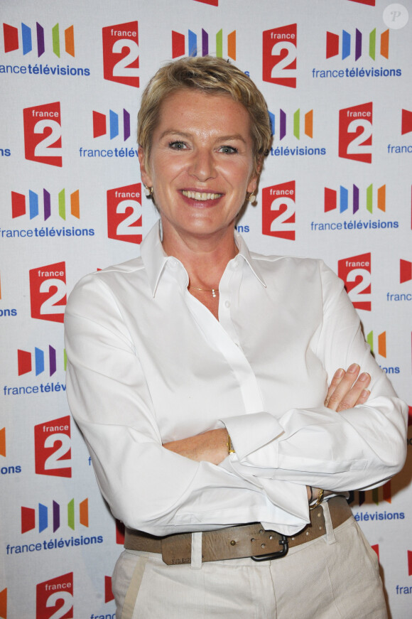 Elise Lucet lors de la conférence de presse pour la rentrée de France 2 au Théâtre du Rond-Point des Champs.