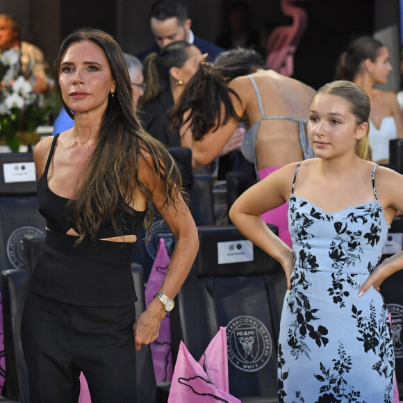 Victoria, David et Harper Beckham lors du premier match de Lionel Messi avec l'Inter Miami.