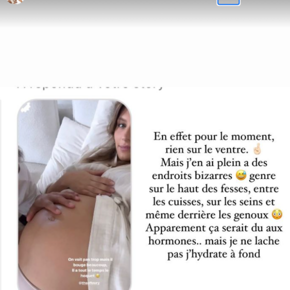 Ce mardi 25 juillet 2023, la pétillante Nordiste a de nouveau immortalisé son adorable baby-bump via sa story Instagram.